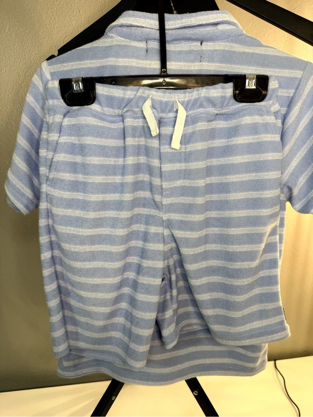 Ben Sherman Light Blue and White Striped Short-Sleeve/shorts set